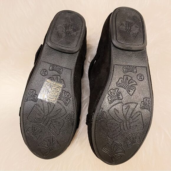 🍋 NWB! Little Girls’ Mary Jane Flats w/Hook & Loop Strap & Gold Chain Detail Si - Picture 7 of 10
